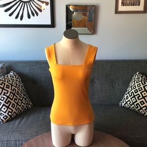 Yellow Cache top with square neckline